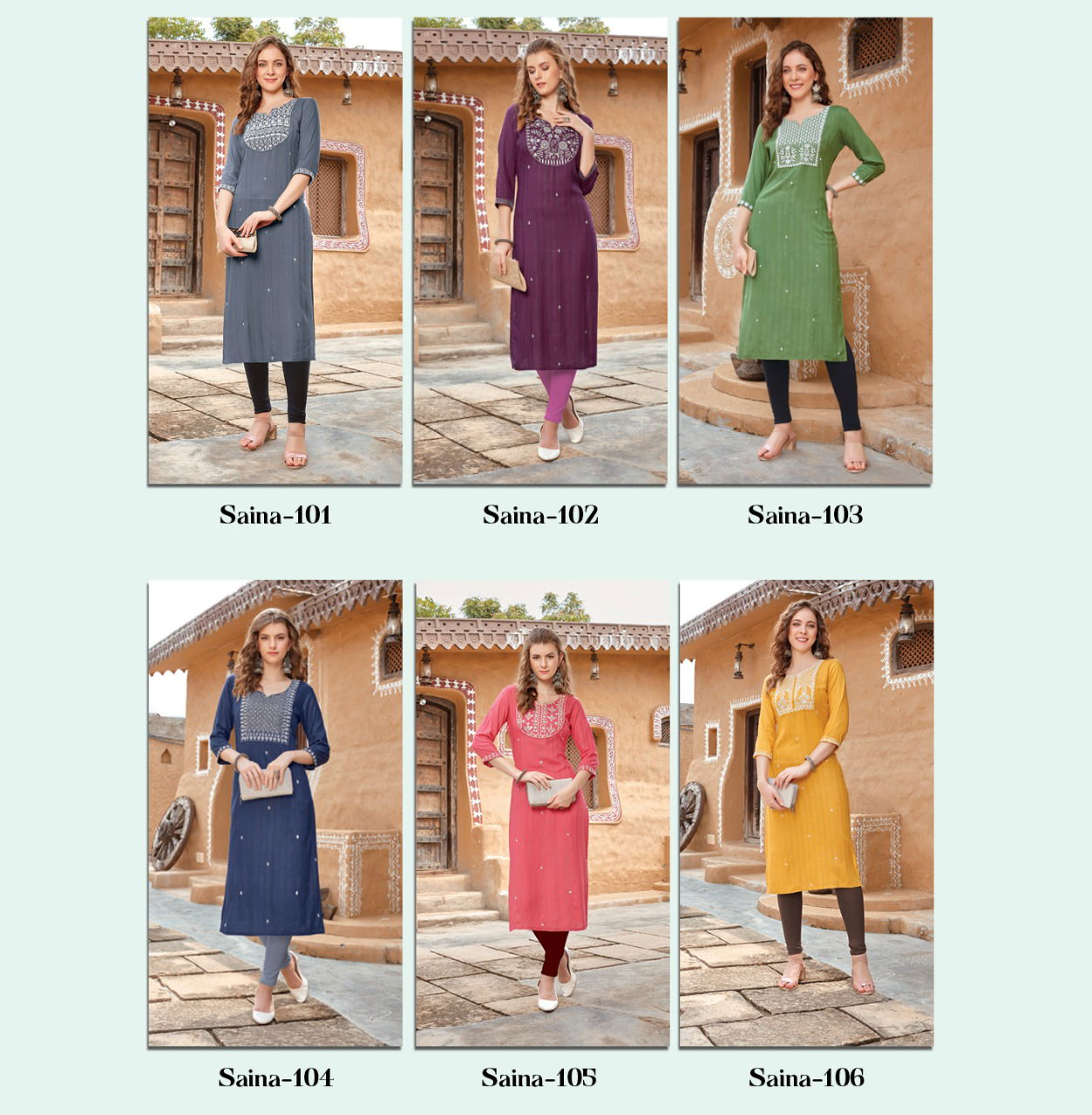 Saina By Rangmaya 101-106 Designer Kurtis Catalog